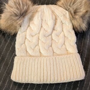 Cozy Knit Beanie with Faux Fur Pom Poms
